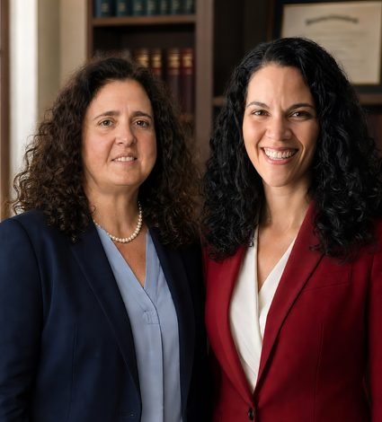 Immigration attorneys Jacqueline Delgado and Thais Arsolino Purdy standing together in their law office