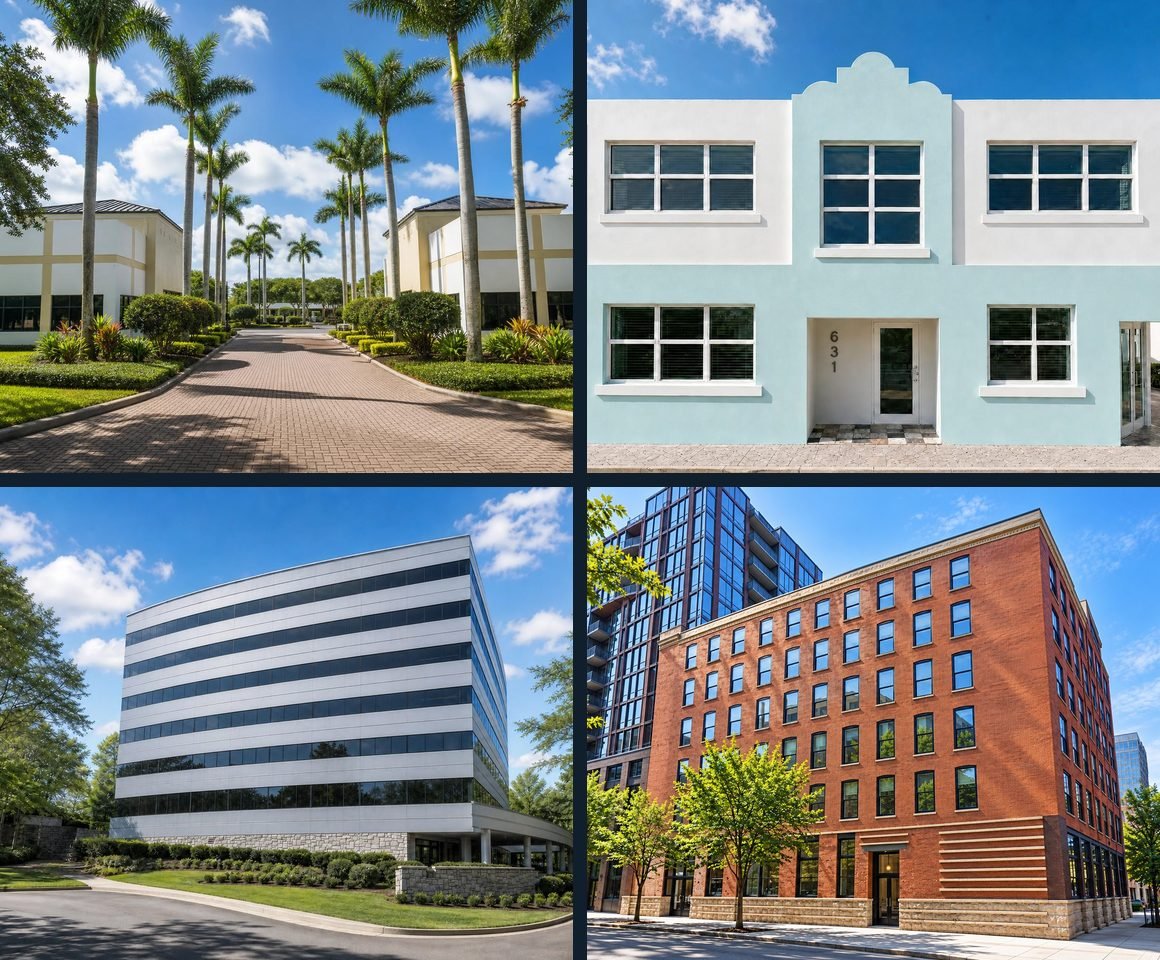 Les quatre bureaux de Delgado Purdy Law : Boynton Beach, Lake Worth au 631 Lucerne Avenue, Atlanta à Perimeter Center et Chicago à The Yard
