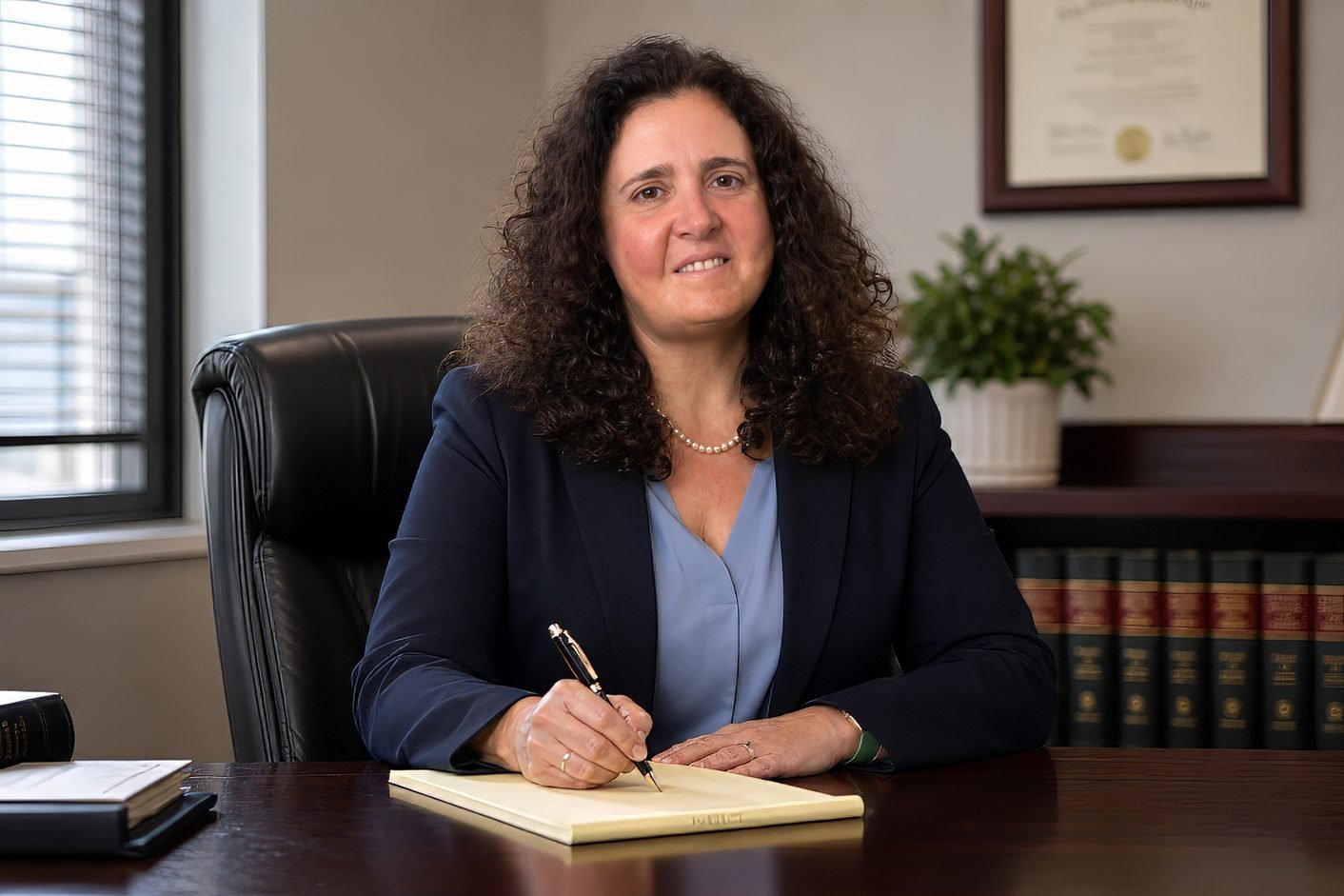 Jacqueline Delgado, founding partner of Delgado Purdy Law, at her desk
