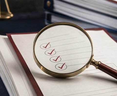 A magnifying glass over a checklist of ticked boxes